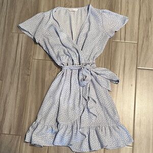 LC Lauren Conrad Light Blue Polka Dot Mini Dress